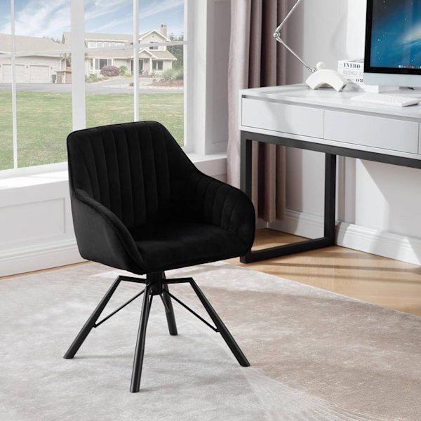 Rootz Roterende Spisestuestole Sæt med 2 - Fløjlslænestole - Drejestole - 360-graders rotation, Komfortable og robuste - 58 cm x 83,5 cm x 53,5 cm