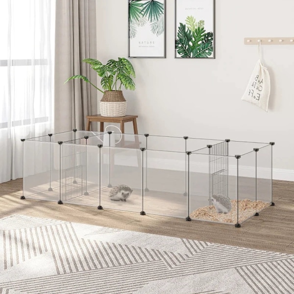 Rootz DIY Outdoor Inkapsling - Små djurport - 18 paneler - Inkluderar monteringsmaterial - Modulsystem - Svart + Vit - 175L x 70W x 45H cm.