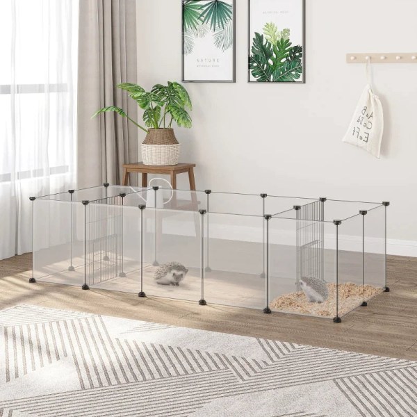 Rootz DIY udendørs kabinet - Small Animal Gate - 18 Paneler - Inkluderer monteringsmateriale - Modulært system - Sort + Hvid - 175L x 70W x 45H cm.