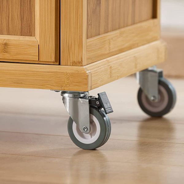 Rootzin keittiön säilytysvaunu - Kitchen Island - Keittiökaappi - Kaappi - Senkki, jossa ruostumattomasta teräksestä valmistettu kansi