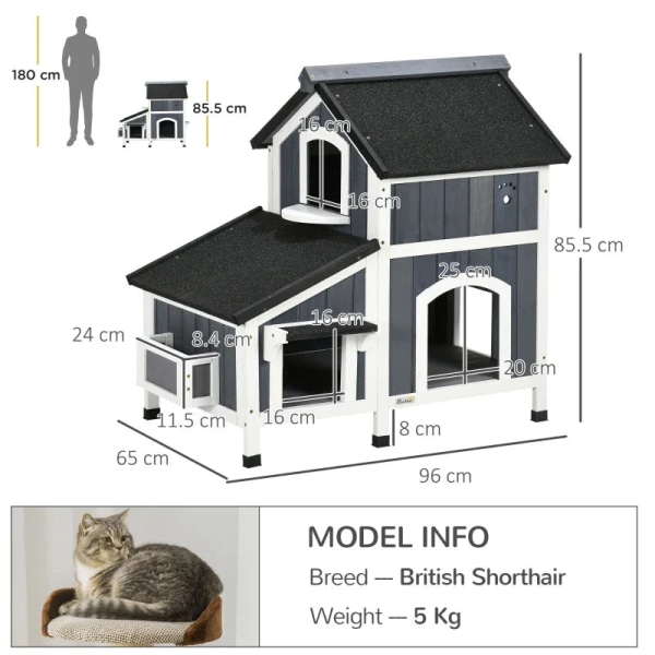 Rootz Outdoor Cat House - Kaksi tasoa - Useita sisäänkäyntiä - V