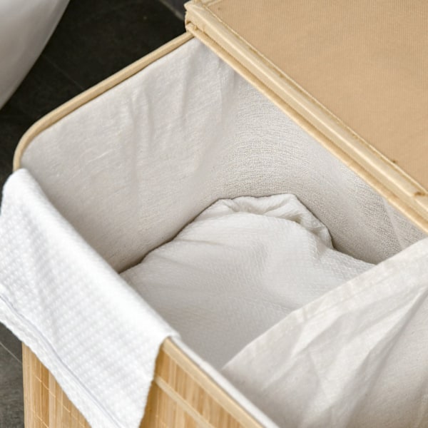 Rootz Bamboo Tvättkorg - Hamper - Klädbehållare - 90L Kapacitet - Portabel - 54,2 x 35,2 x 59,5 cm