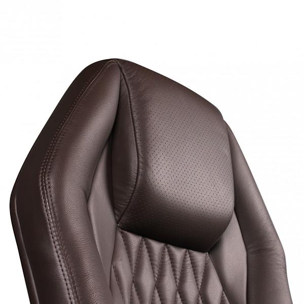 Rootz Executive Chair - Diamantdesign - Äkta läder - Armstöd i aluminium - Ergonomiska - Andas - Brun/Silver - 126-136cm x 67cm x 45cm