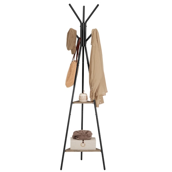 Rootz Tree Coat Stand - Knagerække - Tøjorganisering - Spånplader og stål - 49,5 cm x 49,5 cm x 179 cm - Greige Black - 3,3 kg - Nem montering