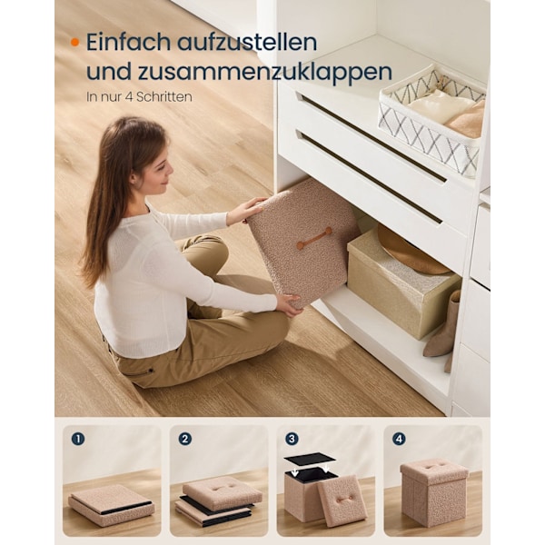 Rootz Brown Storage Affol - Seat Chest - Folding Ottoman - 43L Kapacitet - 38 cm x 38 cm x 38 cm