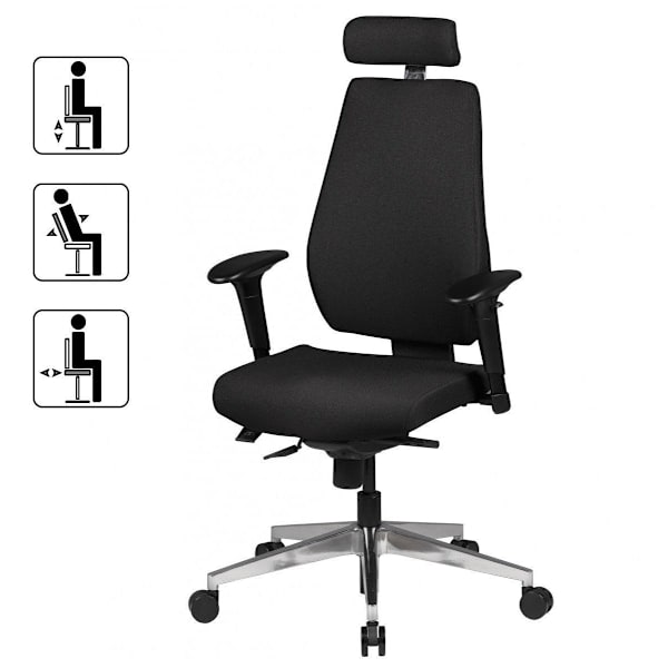 Rootz Chair Skrivebordsstol Stof Sort Executive Chair Modern - Drejestol med synkron mekanisme - Arbejdsstol med nakkestøtte 120kg - Kontorlænestol, h