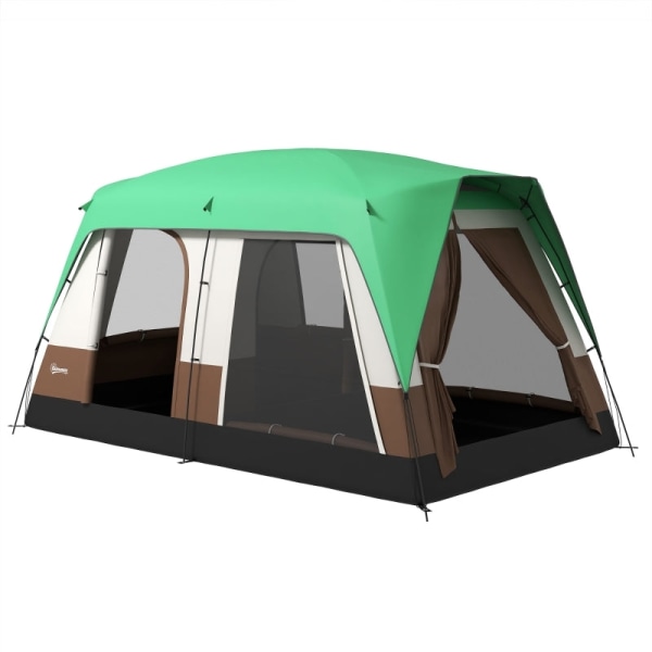 Rootz Campingtelt til 7-8 personer - Familietelt - Gruppetelt - Vejrbeskyttelse - Optimal ventilation - 490cm x 305cm x 225cm - Grøn