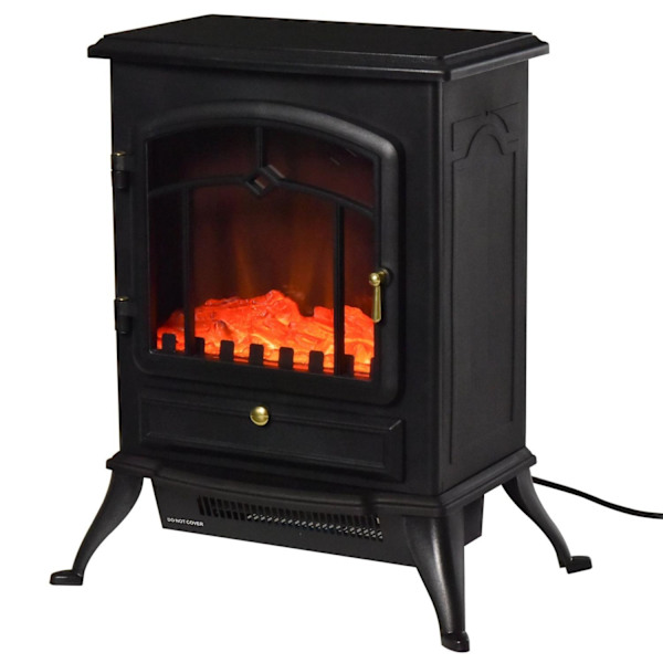 Rootz elektrisk öppen spis - svart - metall, glas - 16,34 cm x 11,02 cm x 21,65 cm