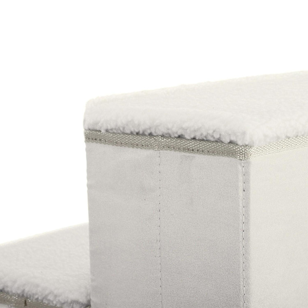 Rootz Pet Stair - Valkoinen - Suunniteltu puu, mokka, fleece - 15,75 cm x 21,26 cm x 18,89 cm