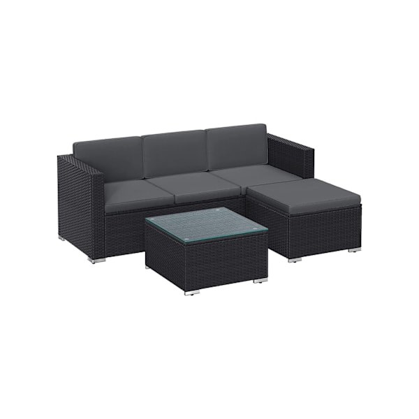 Rootz 4-osainen patiohuonekalusetti - Ulkosohva - Rakkaus - Sohvapöytä - PE-polyrottinki - VFT-pehmuste - 60cm x 173cm x 66cm