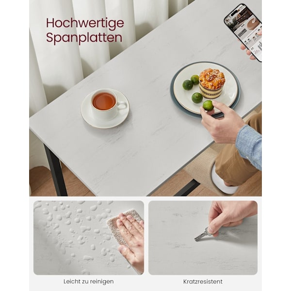 Rootz rektangulært barbord - industriel stil - pubbord - hvid - 120 cm x 60 cm x 105 cm