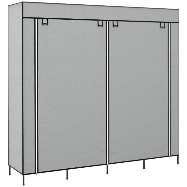 Rootz Garderobe - Stofskab - Låger - 2 tøjstænger - 10 rum - Vilesstoff - Stål - Grå - 166L x 42,5W x 169,5H cm