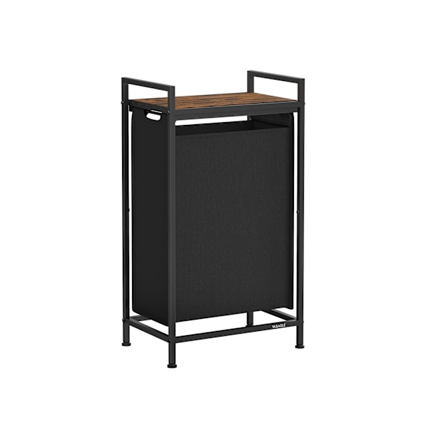 Rootz Tvättkorg med Hylla - Klädkorgar - Multifunktionell Organizer - MDF och stål - 42cm x 28cm x 75cm - 3,5kg - Bläck Svart-Vintage Brun