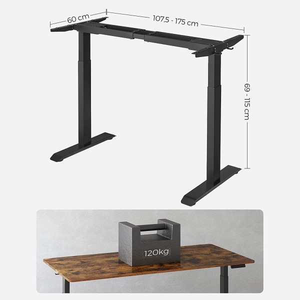 Rootz Elektriskt höjdjusterbart bordsställ - Stående skrivbord - Sittstående skrivbord - Stålkonstruktion - Ryggavlastning - Kaloriförbränning - Hålln