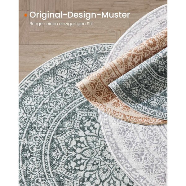 Rootz Boho Style rundt tæppe - Antracitgrå tæppe - Polyesterfilt TPR - Letvægts - 120 cm Diameter