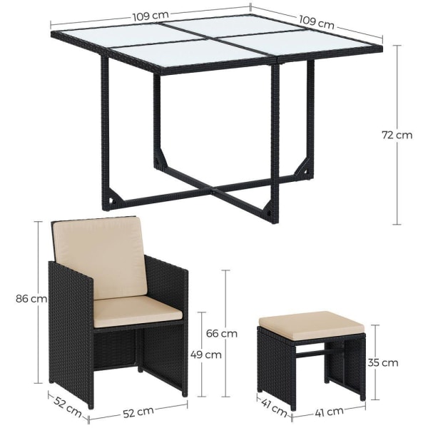 Rootz Trädgårdsmöbelset - Utomhusmöbelset - Wicker Furniture Set
