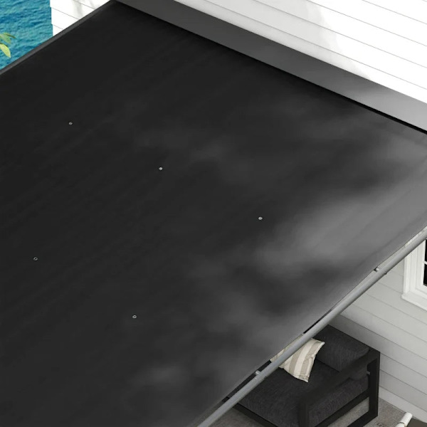 Rootz Pergola - Aurinkosuoja - Säänkestävä - Käsikampi - Säädettävä liukukatto - Teräs+polyesteri - Tummanharmaa - 396L x 302L x 210/280K cm