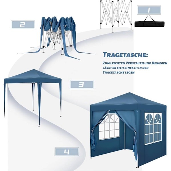 Rootz Garden Gazebo - Utomhuspaviljong - Grilltält - UV-skydd - 2x2m - 210D Oxford-tyg - Metallram - Justerbar höjd - 2,32/2,36/2,4m