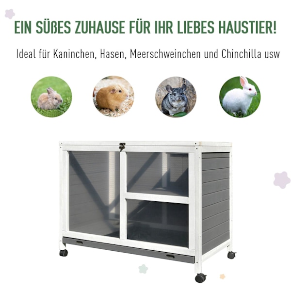Rootz Rabbit Hutch kaksikerroksinen - harmaa - kuusipuu, lasi, vatsa - 36,02 cm x 20,98 cm x 28,74 cm