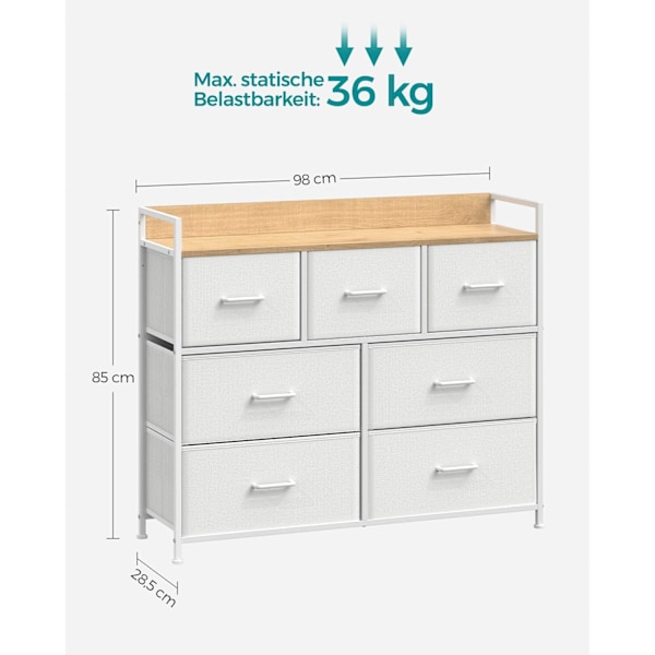 Rootz White Oak kommode - Soveværelsesorganisering - Opbevaringsskuffer - Spånplade - 28,5 cm x 98 cm x 85 cm