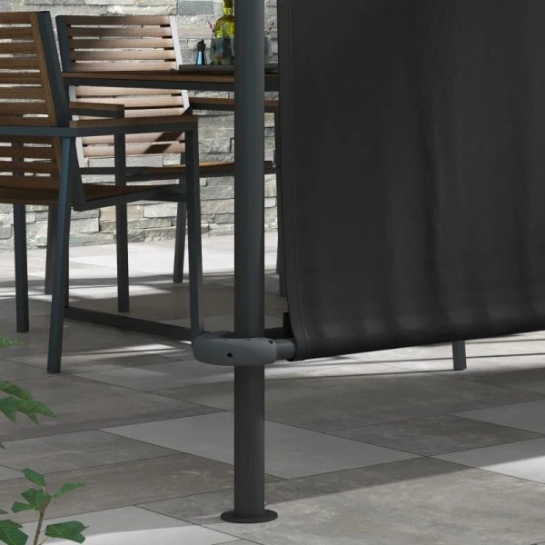 Rootz Pergola - Solskydd - Väderbeständig - Handvev - Justerbart skjuttak - Stål+polyester - Mörkgrå - 396L x 302W x 210/280H cm