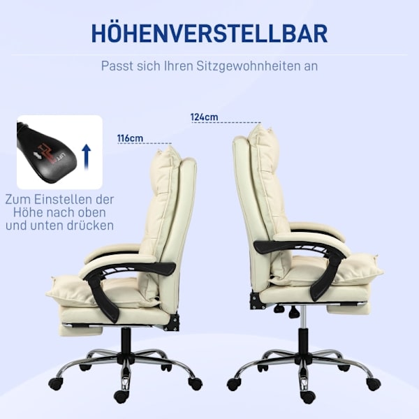 Rootz Ergonomic Office Chair - Datorstol - Snurrstol - Fuskläder - Justerbar höjd - Beige - 66cm x 72cm x 130cm