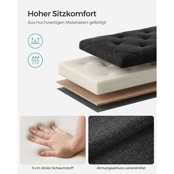 Rootz Opbevaringsskammel - Osmannisk - Fodstøtte - MDF-materiale - 40 cm x 76 cm x 40 cm - Blæk sort farve