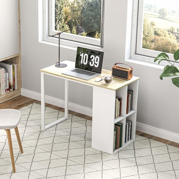 Rootz Compact Computer Desk - Small Office Desk - Moderne arbejdsområde -bord - Opbevaringsrum - 100 x 54 x 75 cm