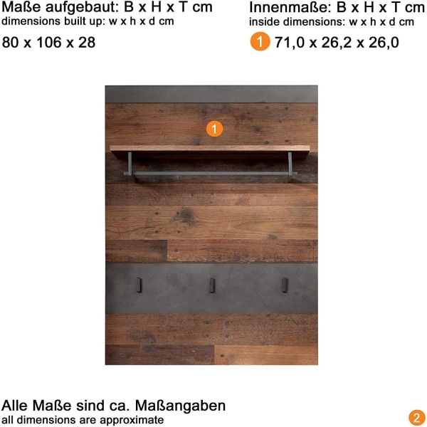 Rootz Garderobestativ - Knagerække - Brun og Sort - 80 x 106 x 28 cm