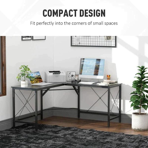 Rootz Skrivbord - Kontorsskrivbord - Spelbord - L Shape Skrivbord - Svart - 150 x 150 x 76 cm