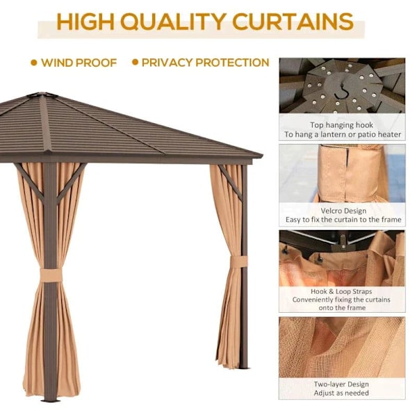 Rootz Gazebo - Trädgårdslusthus - Pavillong - Trädgårdspavillon - Festtält - Brun