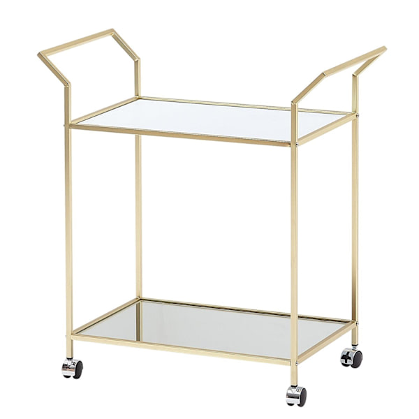 Rootz design serveringsvagn guld 73x78x37 cm köksvagn glas - metall - Mobilt sidobord - Matvagn med glasskiva - Minibar tevagn på 4 hjul