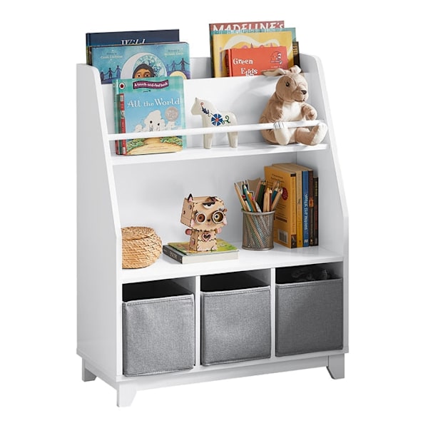 Rootz børnebogreol - Legetøjsopbevaringsorganisering - Børne reol - Sikker MDF-konstruktion - Nem adgang - Design med flere rum - 63 cm x 80 cm x 28 c