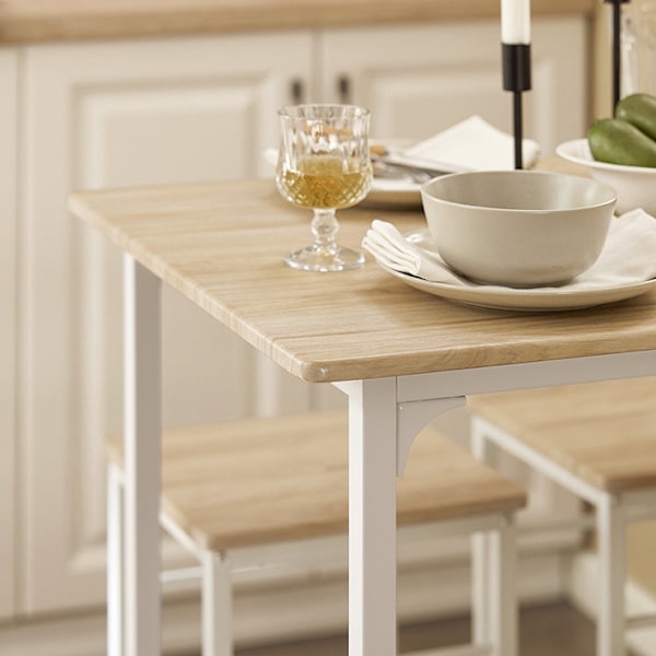 Rootz 5-delade barbordsset - Bistrobord - Matsalsset - Robust metallstomme - MDF-fanerskiva - Mångsidig design - Perfekt för små utrymmen - Bord: 100c