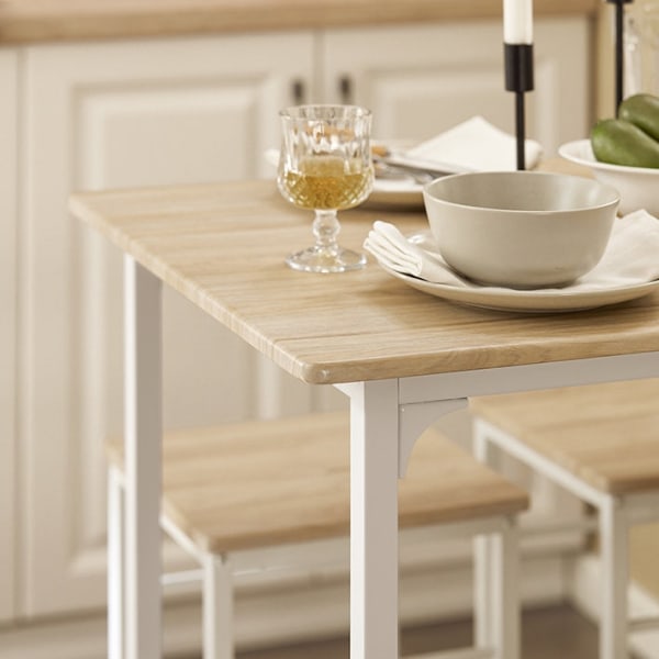Rootz 5-delt barbordssæt - Bistrobord - Spisestuesæt - Robust metalstel - MDF finerplade - Alsidigt design - Ideel til små rum - Bord: 100 cm x 87 cm