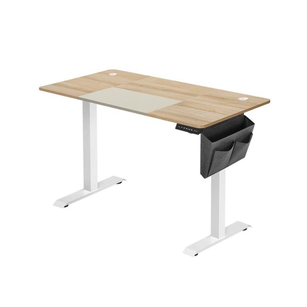 Rootz Electric Desk - Höjdjusterbart skrivbord - Stående skrivbord - Spelbord - Höjdjusterbart spelbord - Vit-Greige - 60 x 140 x (72-120) cm (D x B x