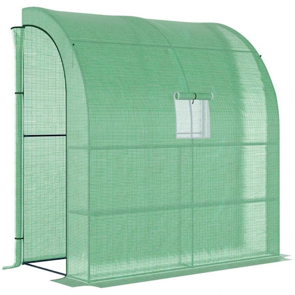 Rootz Greenhouse - Seinäkasvihuone - Kylmärunko - Ikkunoilla ja ovilla - 2 kerrosta 4 lankahyllyä - Vihreä 200L x 100W x 215Hcm