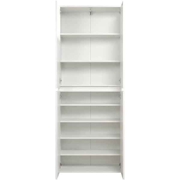 Rootz Multi-purpose Wardrobe - Storage Cabinet - Clothes Organizer - Modern Closet - Spacious Cupboard - Household Unit - White - 74 x 191 x 34 cm
