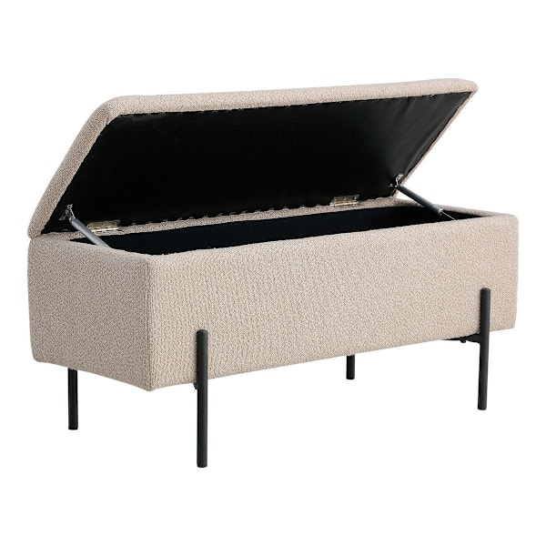 Rootz Watford Bench - Bouclé klädda bänk - förvaring ottoman - stilfullt & funktionellt - 95 cm x 36,5 cm x 43 cm