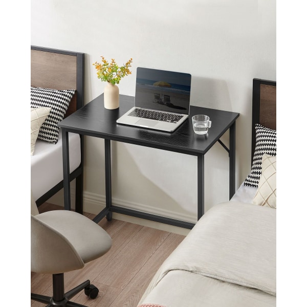 Rootz Sort skrivebord - Studiebord - Skrivebord - Spånplade og stål - Letvægts - Nem montering - Moderne design - 50 cm x 80 cm x 76 cm