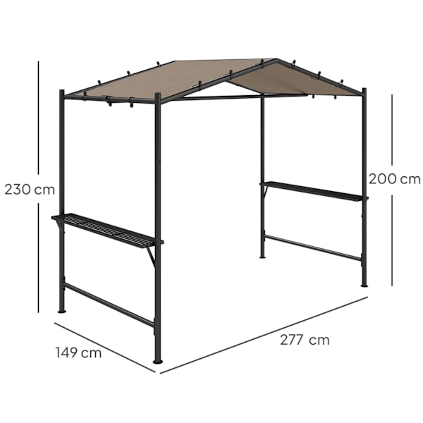 Rootz Grill Tält Gazebo - Pavilion Shelter - väderbeständigt tak - Skyddsdesign - 277 x 149 x 230 cm