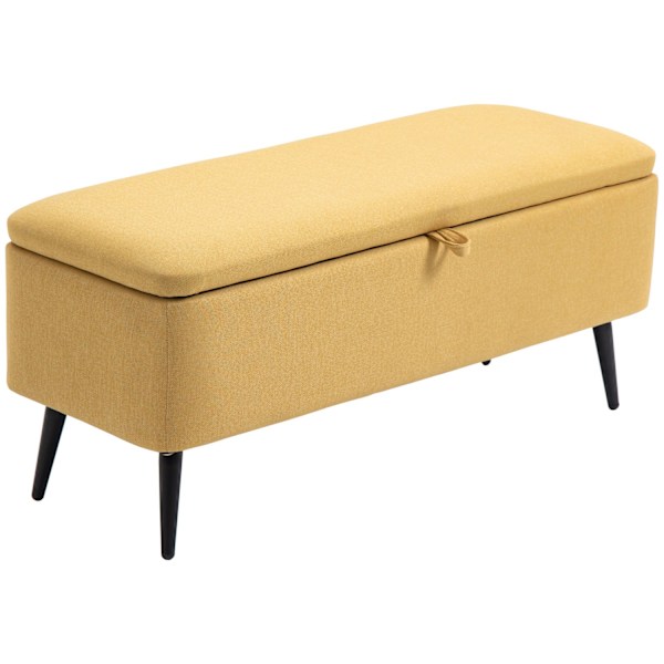 Rootz Bank Storage Bench - Fabric Storage Ottoman - Yellow Foot Pall - Erbjuder optimal komfort - 101b x 38,5T x 44,5H cm