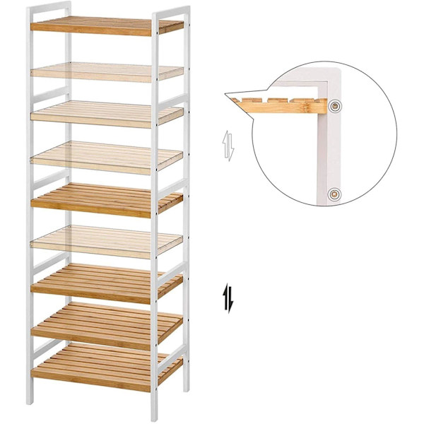 Rootz reol - Opbevaringsstativ - Køkkenskab - Bambus - Hvid - Beige - 5 niveauer - 45 x 31,5 x 142 cm