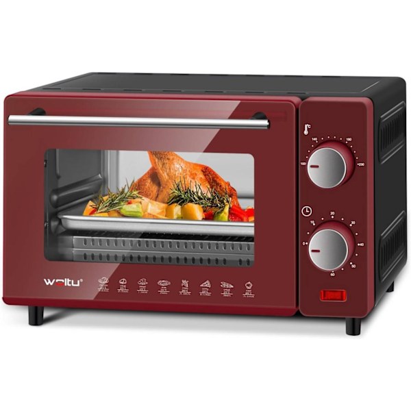 Rootz Pink Mini Ugn - Kompakt bordsugn - Liten bakbröd - 10L Kapacitet - 36,5x22,1x28,5 cm - 650W - Dubbelglasdörr