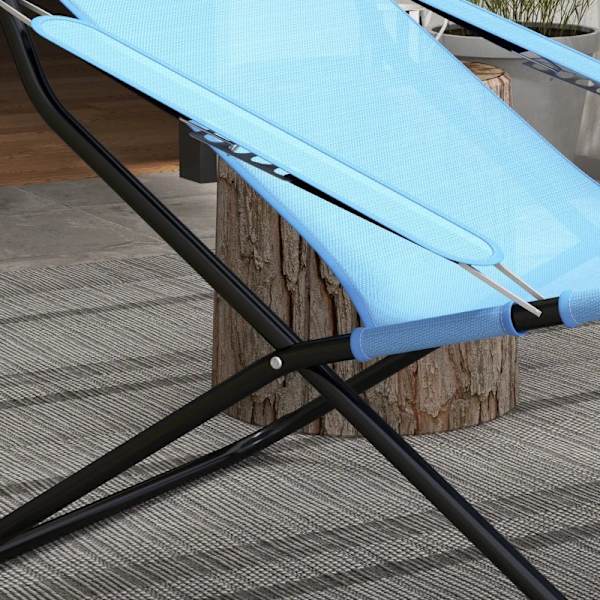 Rootz Trädgårdsstolar - Fällstol - 4 nivåer - Justerbar Andas - Metallram - Stål - Polyester - Skum - Svart-Blå - 69L x 91W x 96H cm