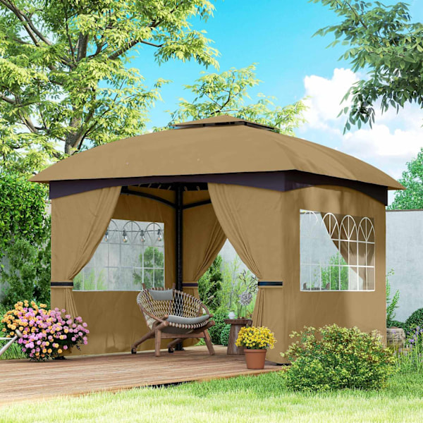 Rootz Garden Gazebo 3.4x3.4m - öltält - utomhusskydd - UV -skydd - Stålram - 335L x 335W x 285H cm