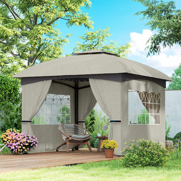 Rootz Garden Gazebo Beer -teltta - Ulkopako - Patio Canopy - UV -suoja - 3,35m x 3,35m x 2,85m