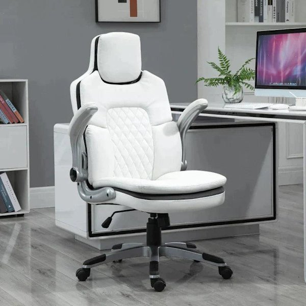 Rootz kontorsstol - Ergonomisk kontorsstol - Skrivbordsstol - Fällbara armstöd - Höjdjusterbara - Tjockt vadderad stol - 69 x 67 x 113-121 cm
