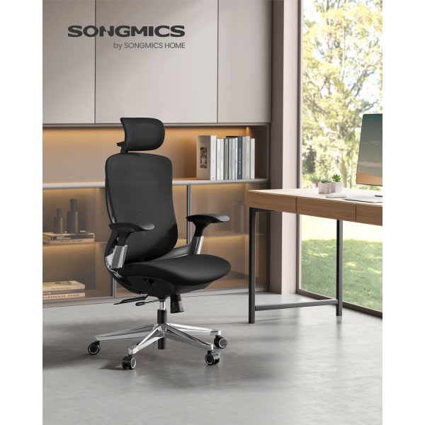 Rootz Ergonomic Office Chair - Skrivbordsstol - Snurrstol - Stålram - Justerbar höjd - Ink Black - 70cm x 70cm x (115-125)cm