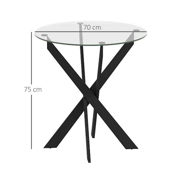 Rootz Modern Glass -Egg Table - Spisebord - Køkkenbord - Skrab -resistent - 70 cm diameter x 75 cm højde